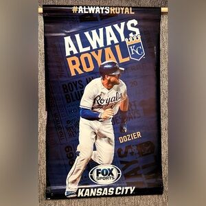 KC Royals Used Vinyl Banner Hunter Dozier Kauffman Stadium Kansas City 2 Sided
